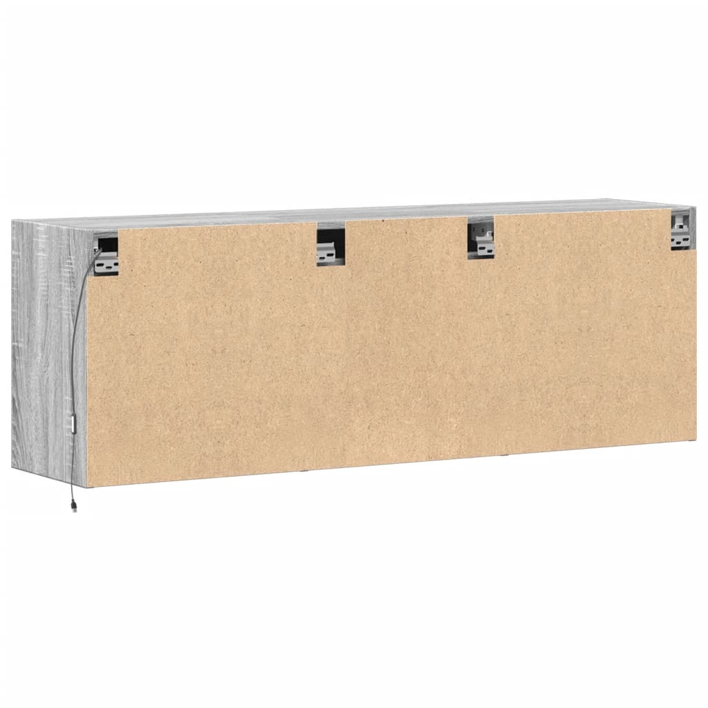 TV Wall Cabinet with LED Lights Grey Sonoma 130x31x45 cm