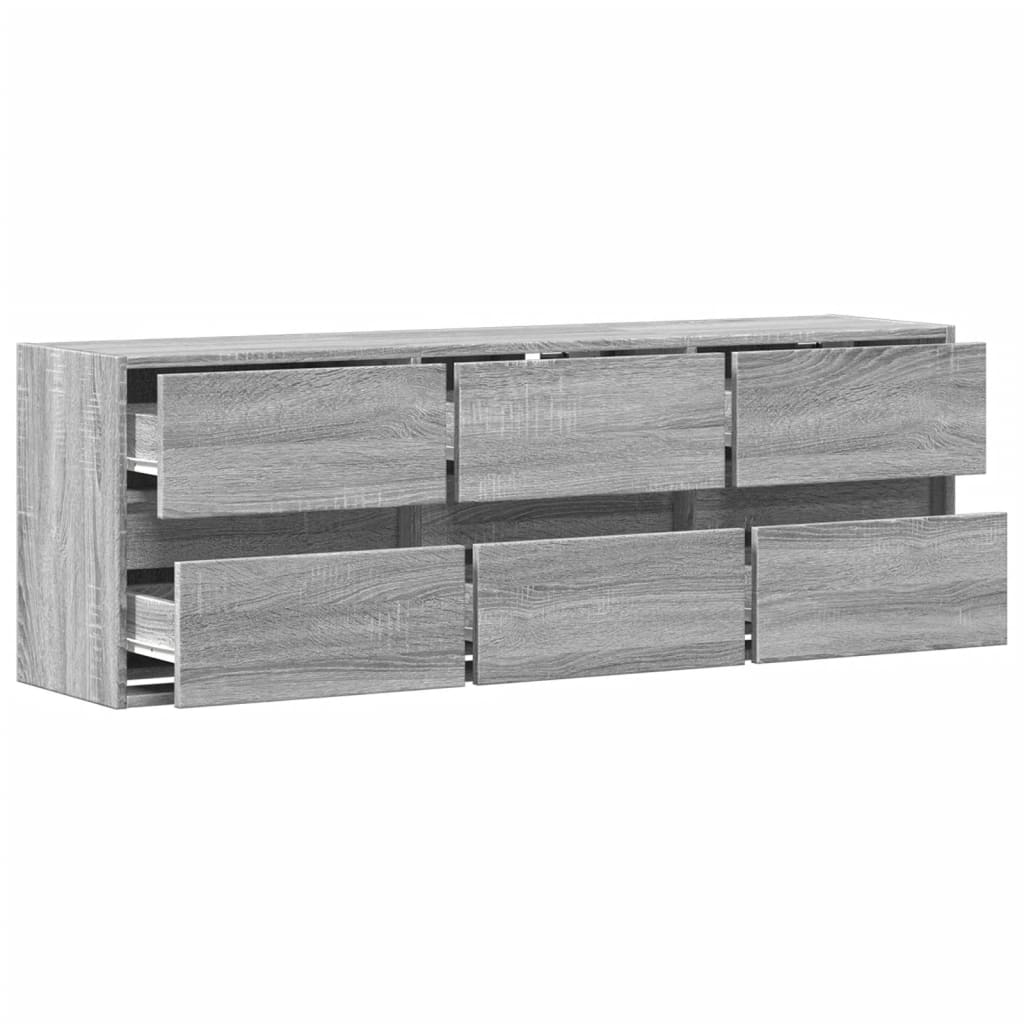 TV Wall Cabinet with LED Lights Grey Sonoma 130x31x45 cm