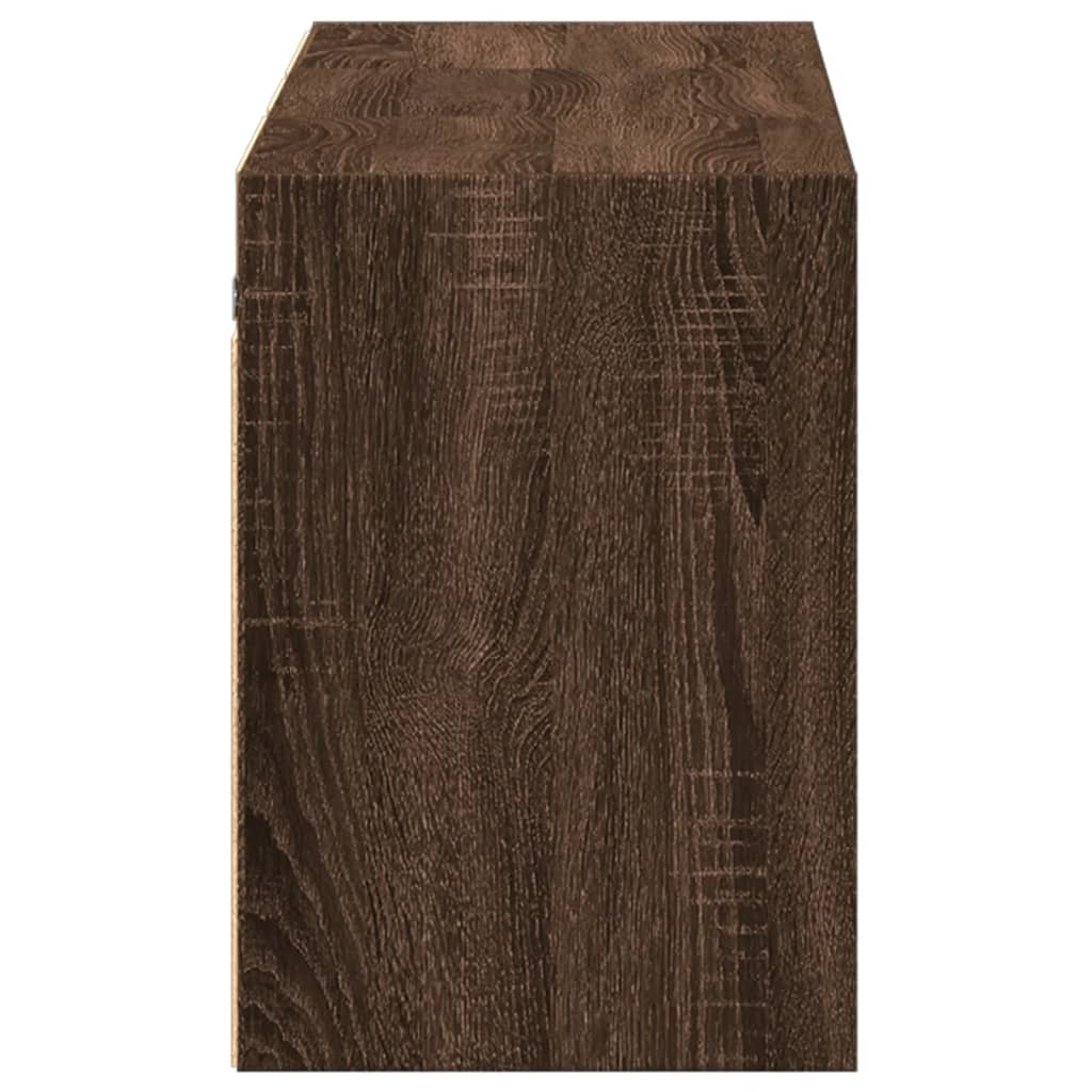 TV Wall Cabinet with LED Lights Brown Oak 130x31x45 cm