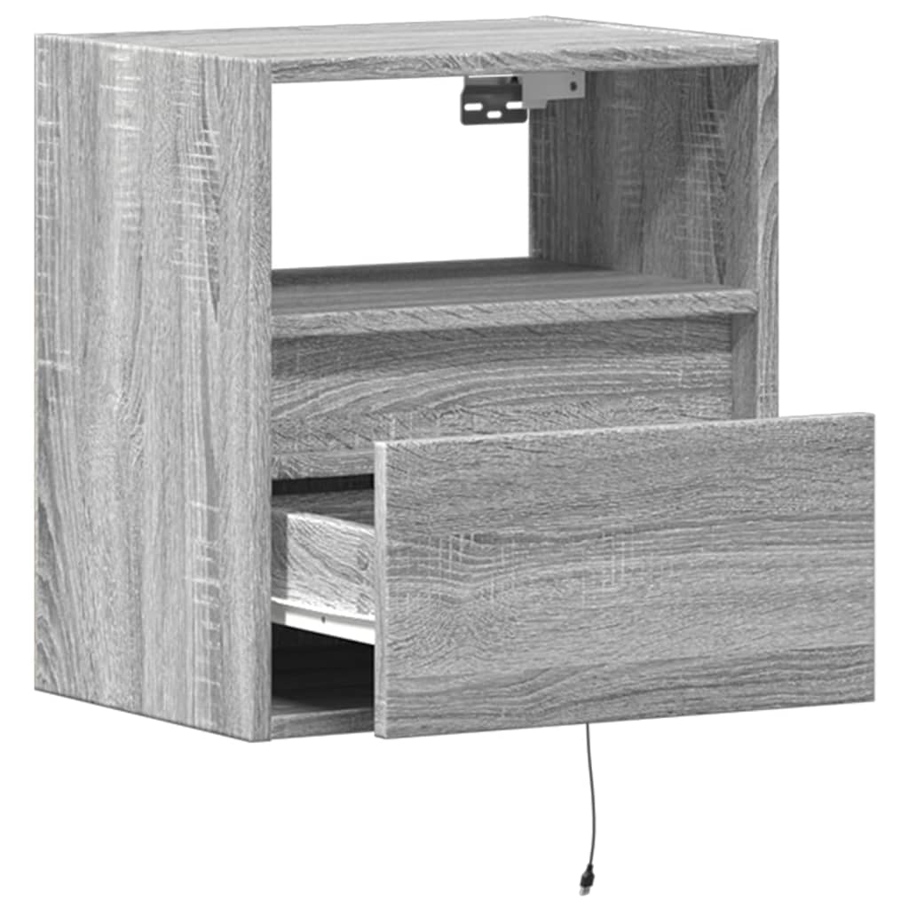 TV Wall Cabinets with LED Lights 2 pcs Grey Sonoma 41x31x45 cm