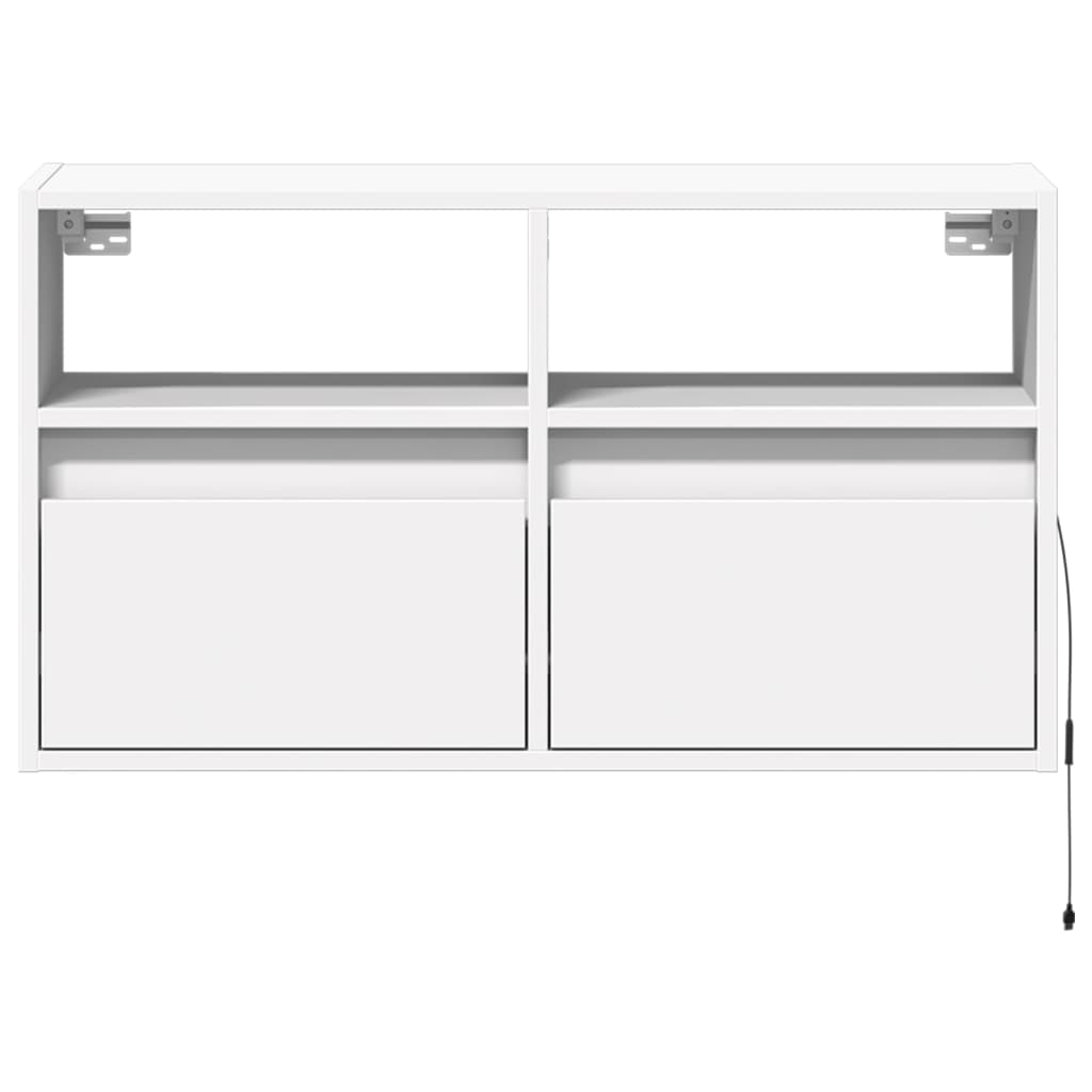TV Wall Cabinet with LED Lights White 80x31x45 cm