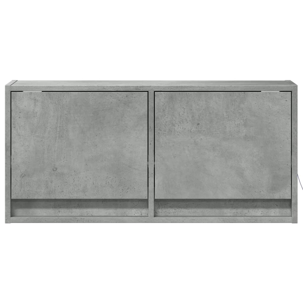 TV Wall Cabinet with LED Lights Concrete Grey 80x31x35 cm