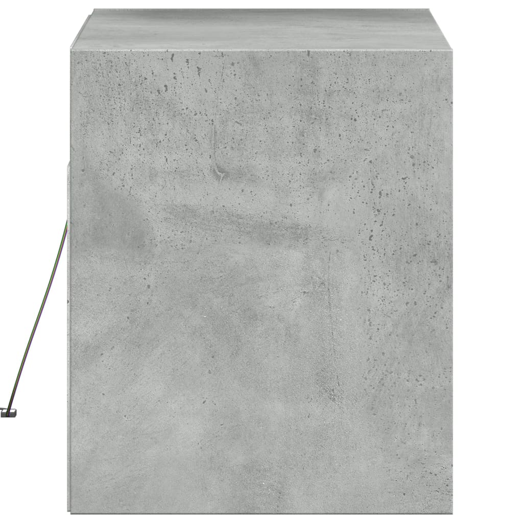 TV Wall Cabinet with LED Lights Concrete Grey 80x31x35 cm