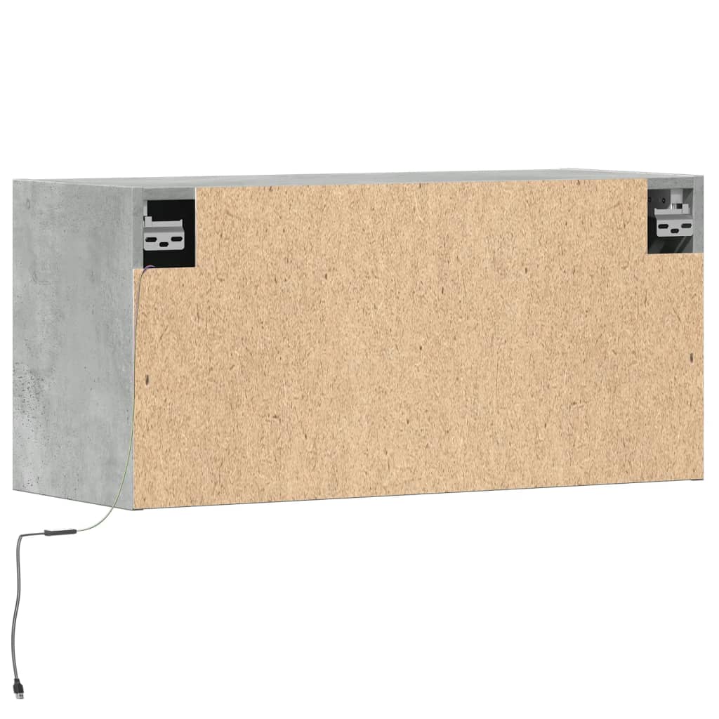 TV Wall Cabinet with LED Lights Concrete Grey 80x31x35 cm