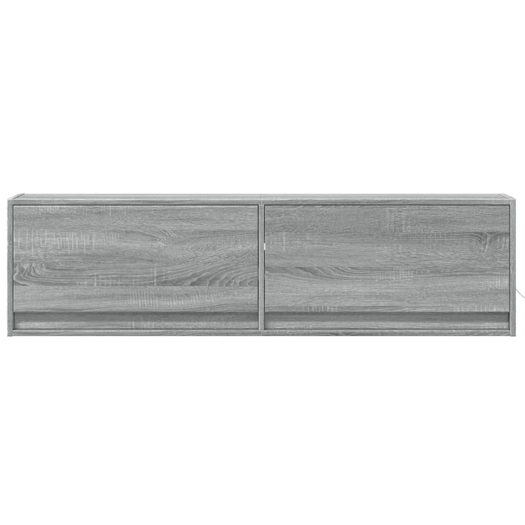 TV Wall Cabinet with LED Lights Grey Sonoma 140x31x38 cm