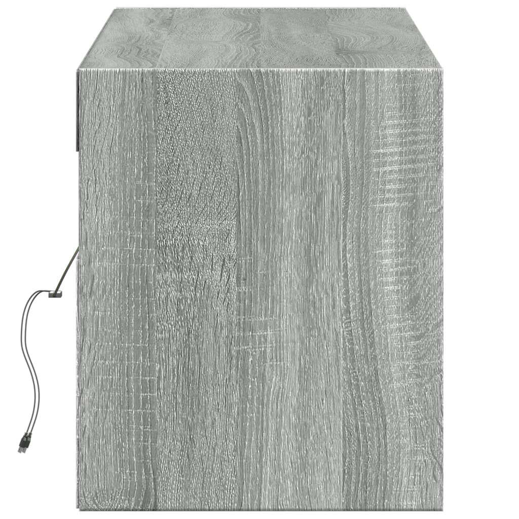 TV Wall Cabinet with LED Lights Grey Sonoma 140x31x38 cm