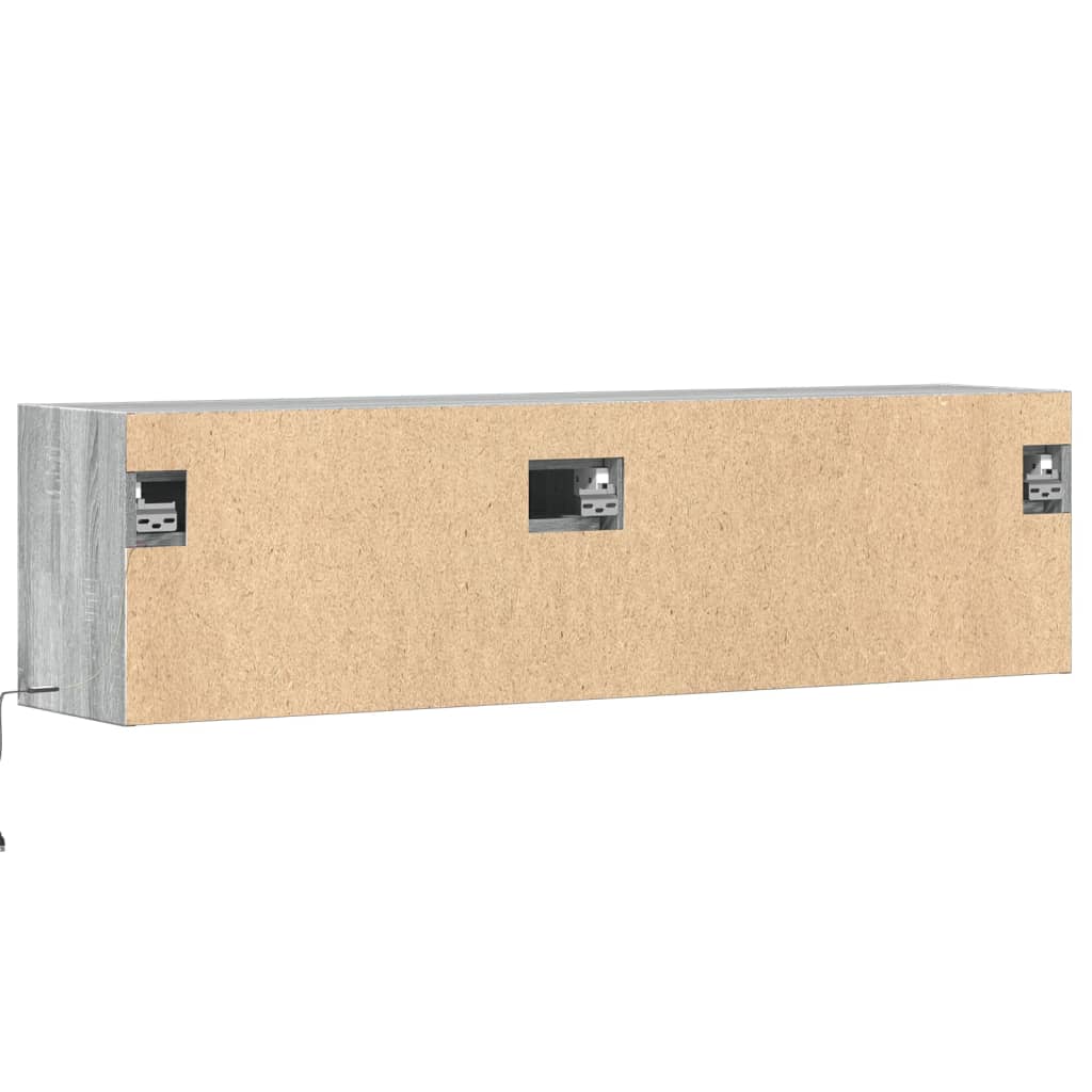 TV Wall Cabinet with LED Lights Grey Sonoma 140x31x38 cm