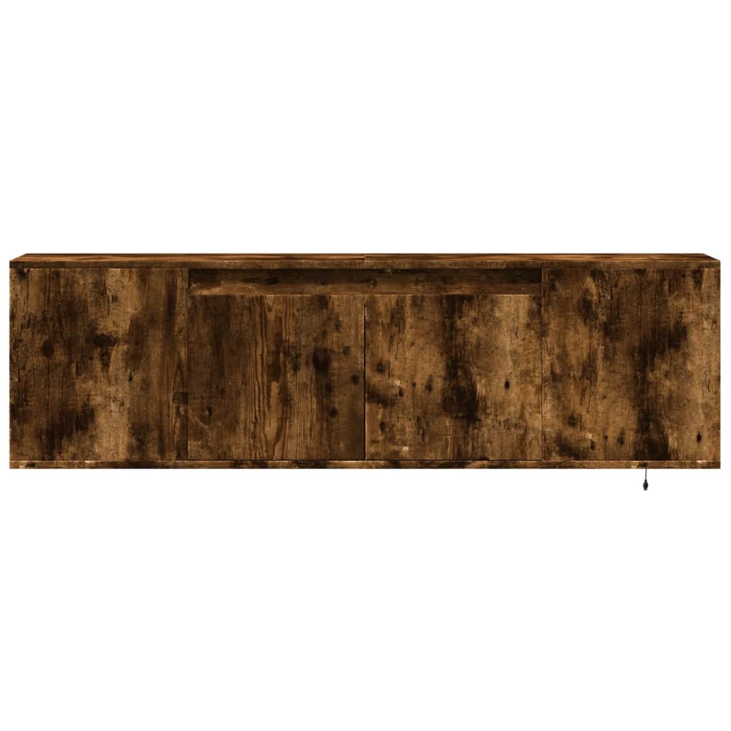 TV Wall Cabinet with LED Lights Smoked Oak 135x31x39.5 cm