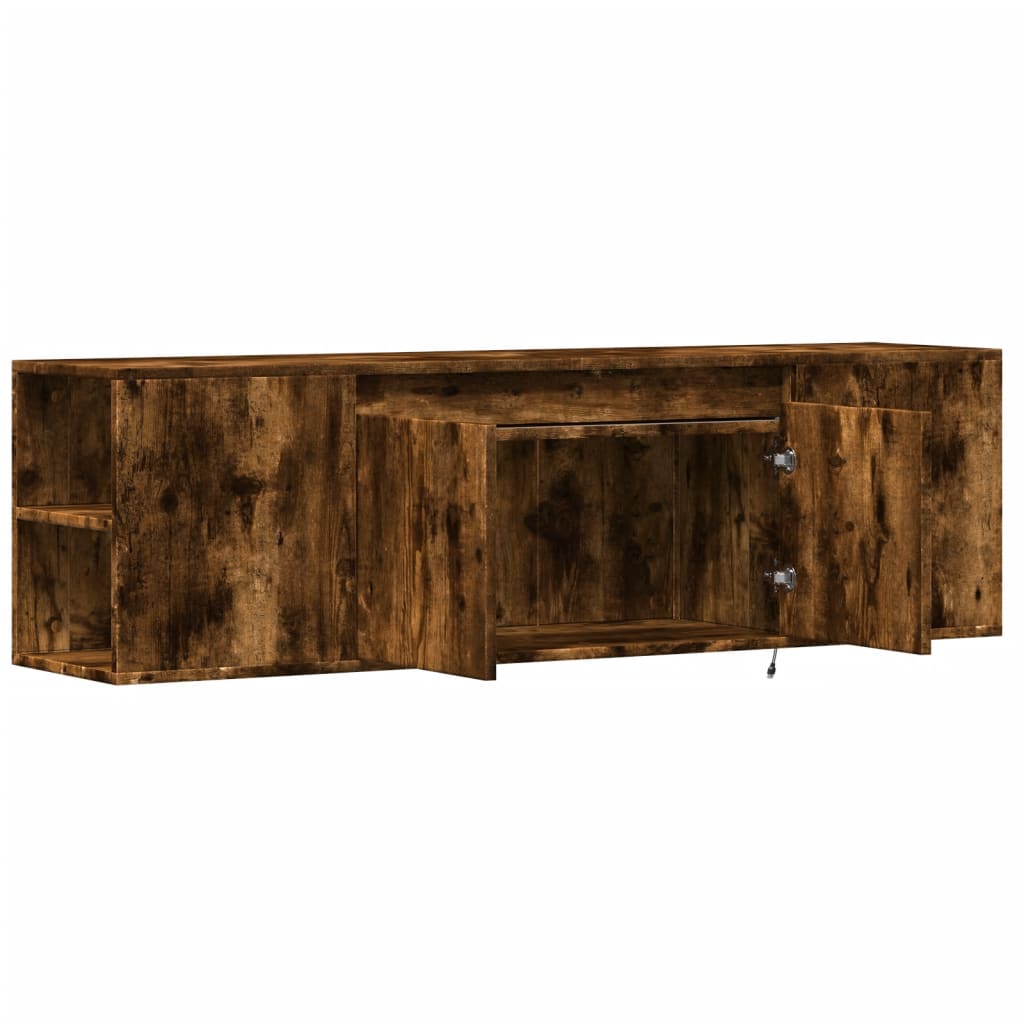 TV Wall Cabinet with LED Lights Smoked Oak 135x31x39.5 cm