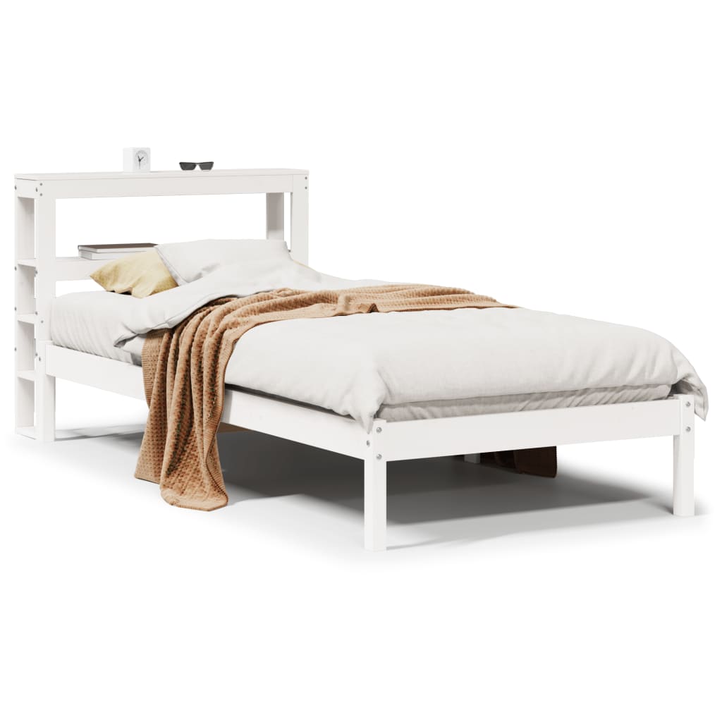 Bed Frame without Mattress White 75x190 cm Small Single Solid Wood Pine