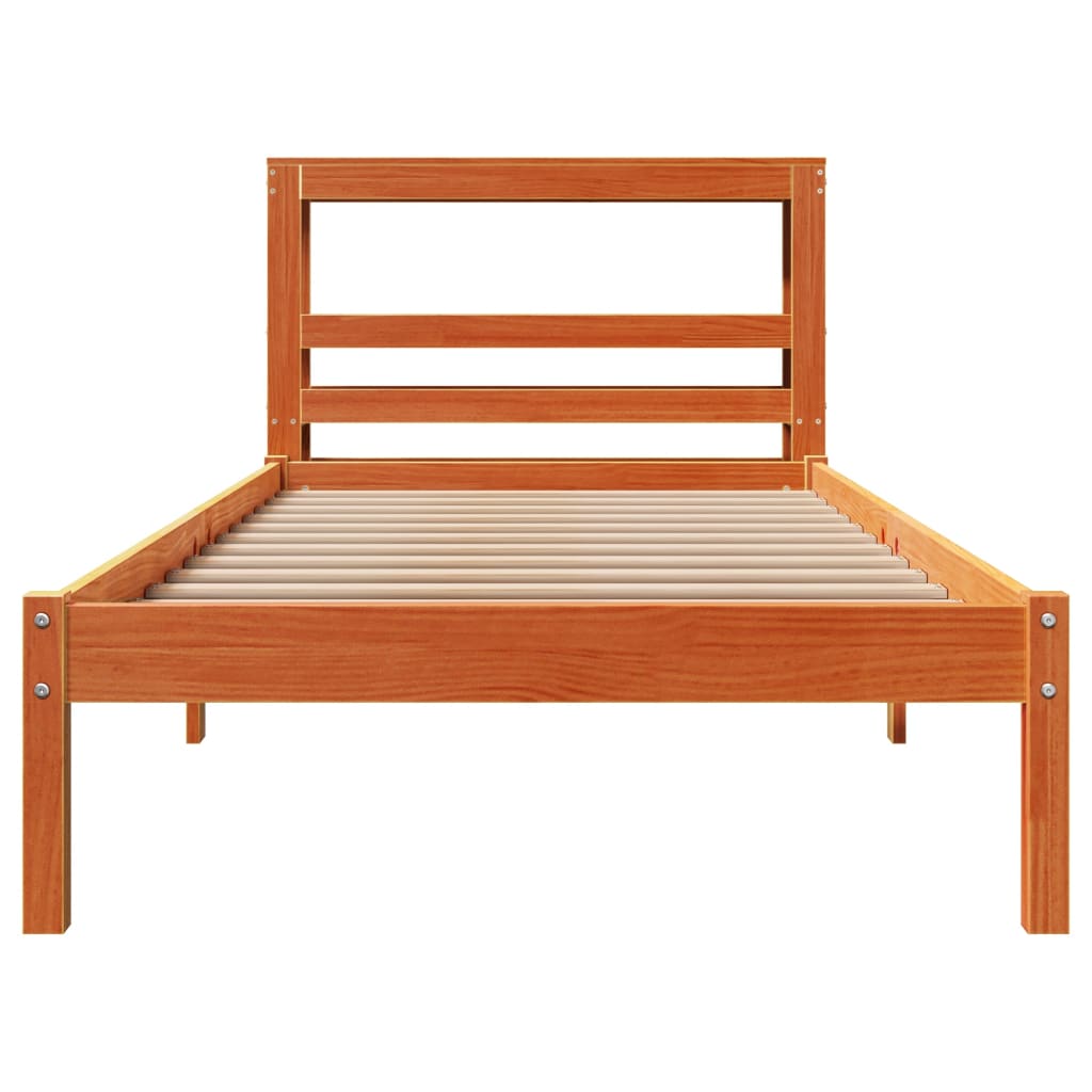 Bed Frame with Headboard without Mattress Wax Brown 90x200 cm