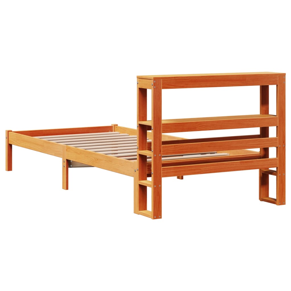 Bed Frame with Headboard without Mattress Wax Brown 90x200 cm