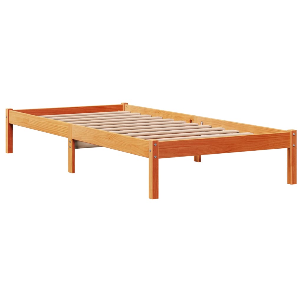 Bed Frame with Headboard without Mattress Wax Brown 90x200 cm