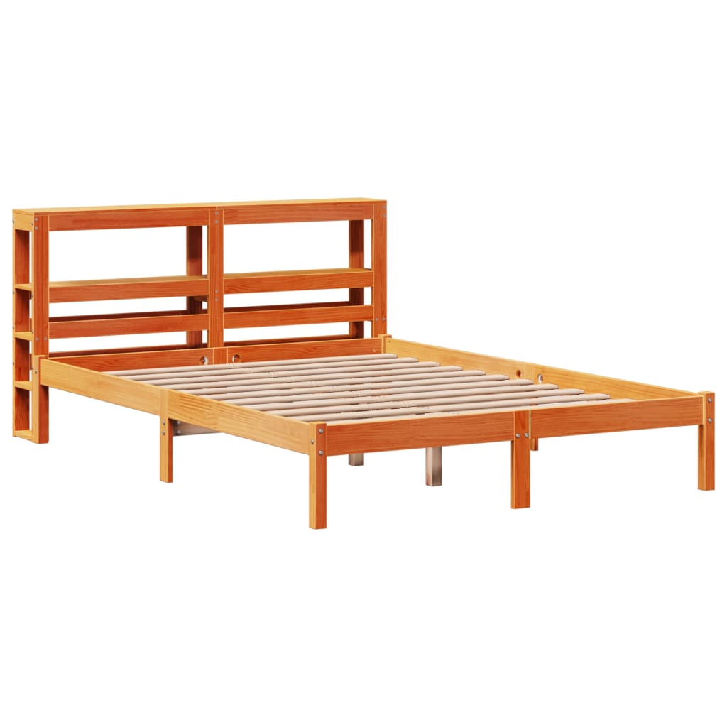 Bed Frame with Headboard without Mattress Wax Brown 120x200 cm