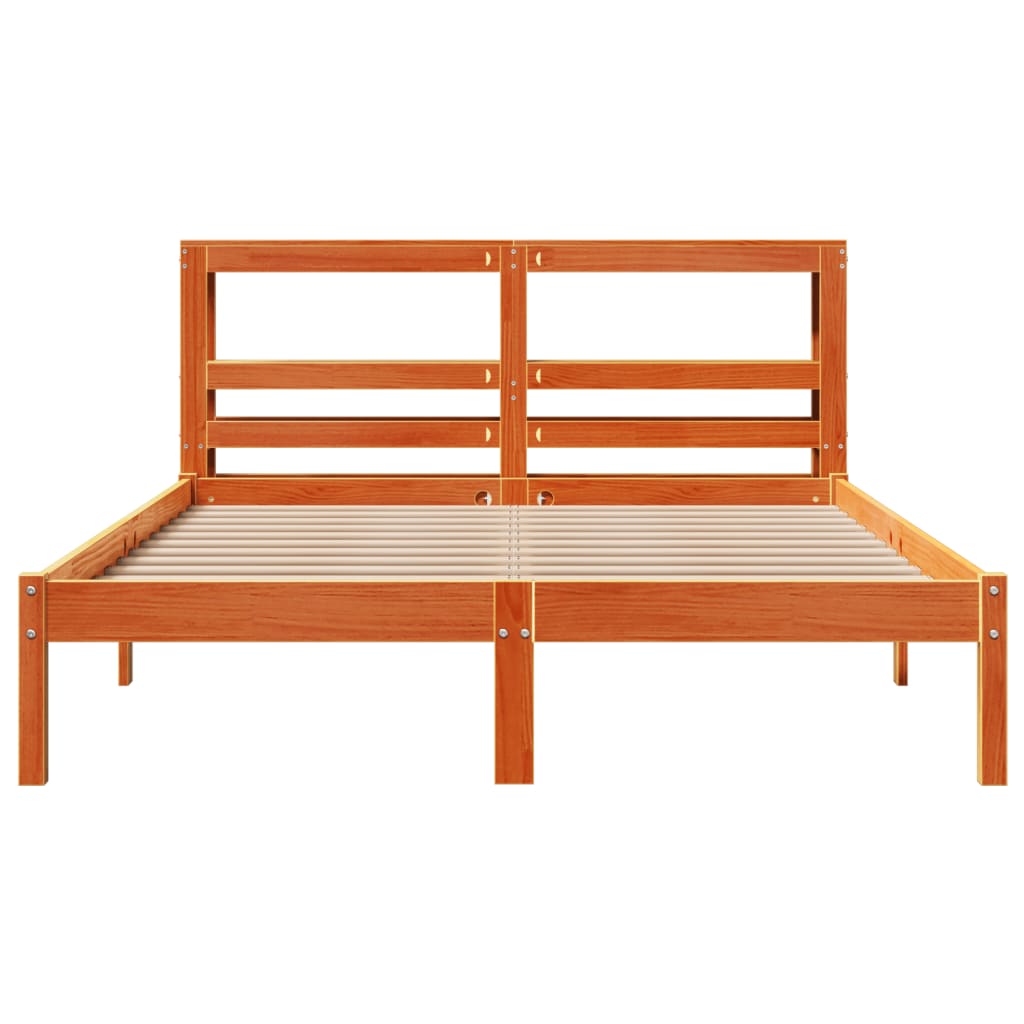 Bed Frame with Headboard without Mattress Wax Brown 120x200 cm