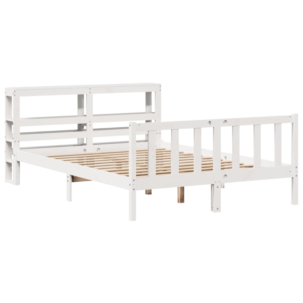 Bed Frame without Mattress White 135x190 cm Double Solid Wood Pine