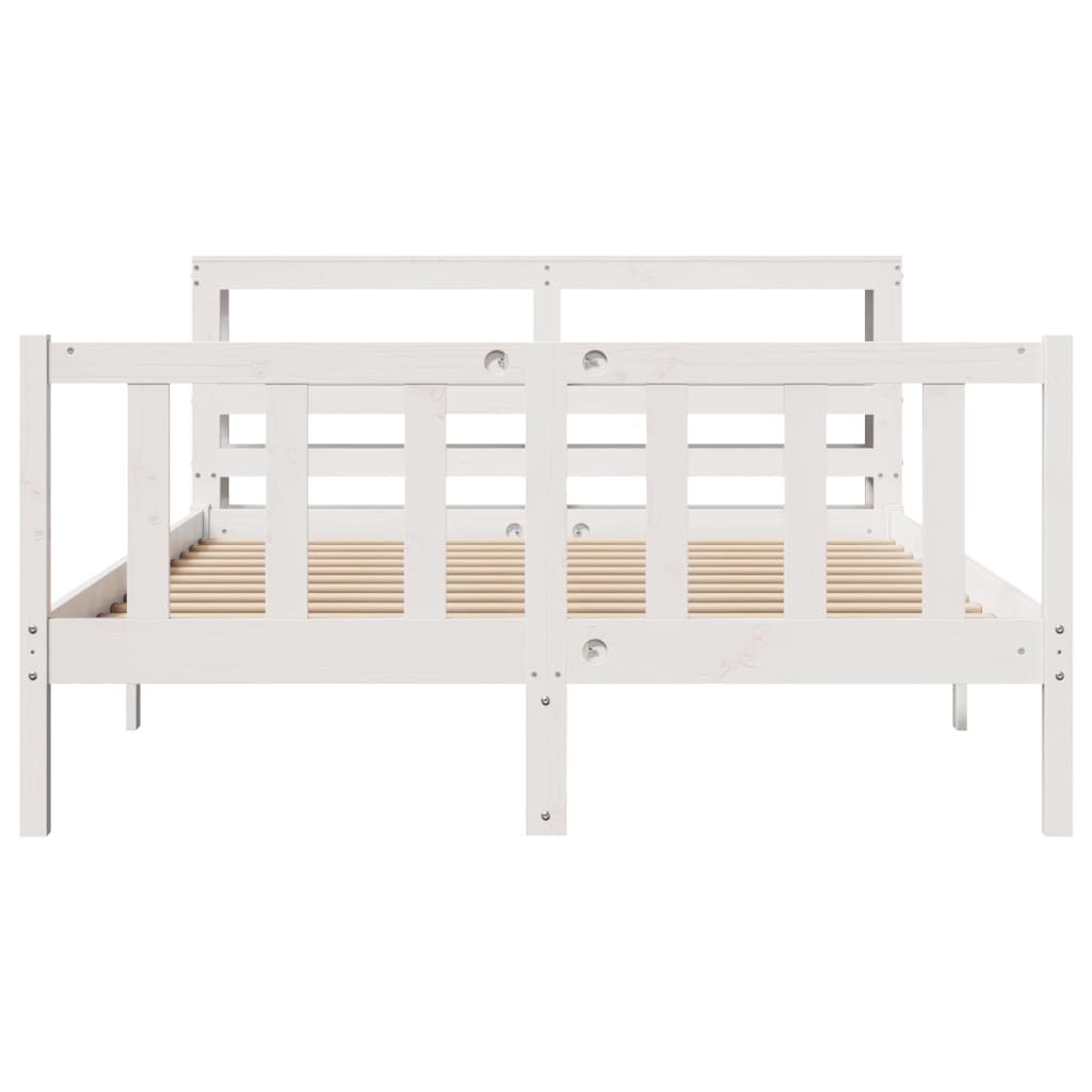 Bed Frame without Mattress White 135x190 cm Double Solid Wood Pine
