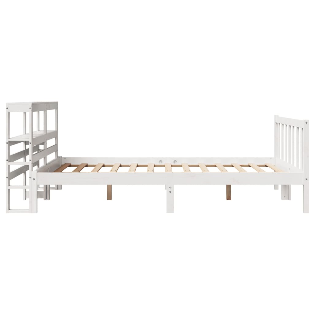 Bed Frame without Mattress White 135x190 cm Double Solid Wood Pine