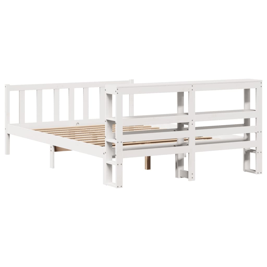 Bed Frame without Mattress White 135x190 cm Double Solid Wood Pine