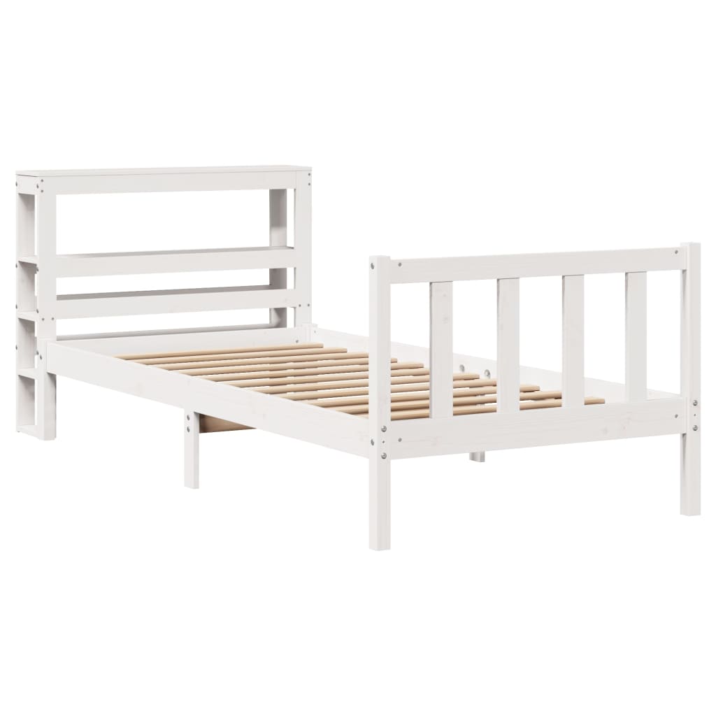 Bed Frame without Mattress White 90x200 cm Solid Wood Pine