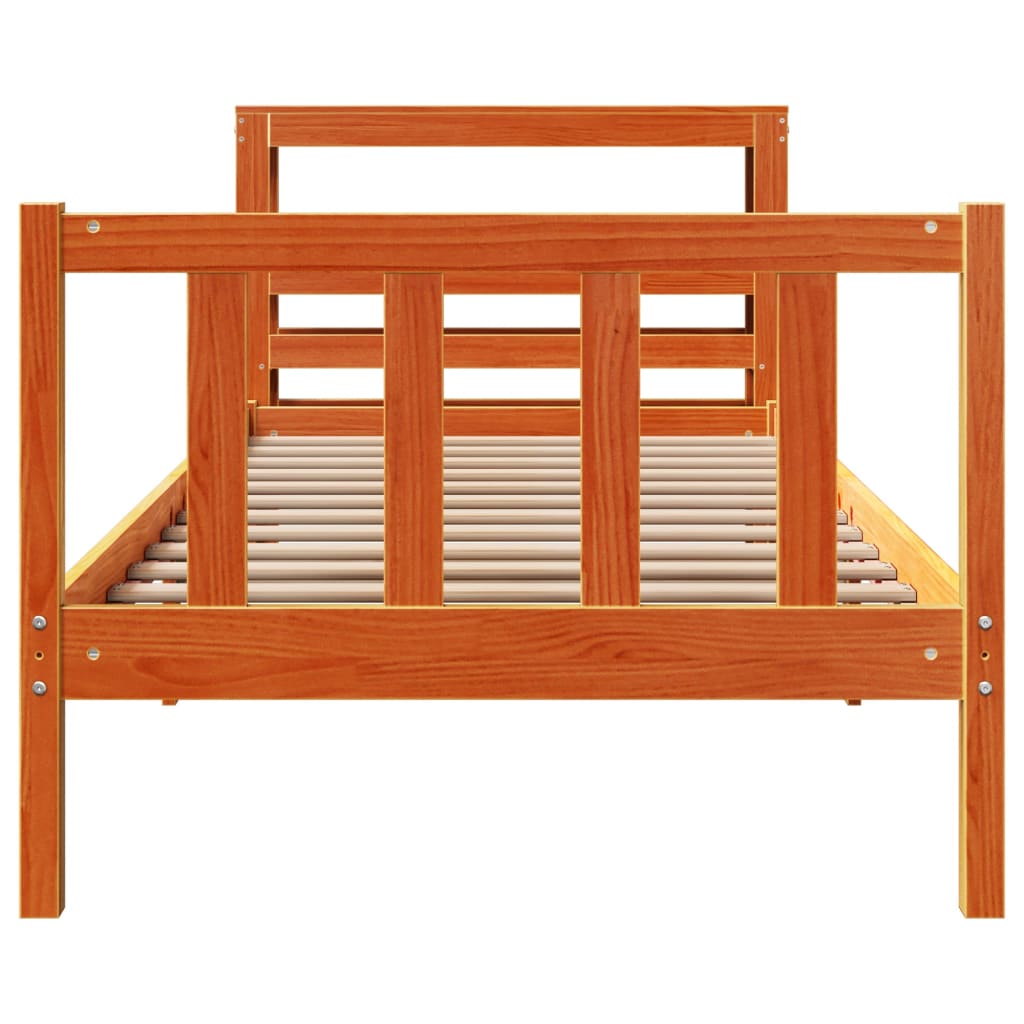 Bed Frame with Headboard without Mattress Wax Brown 90x190 cm Single