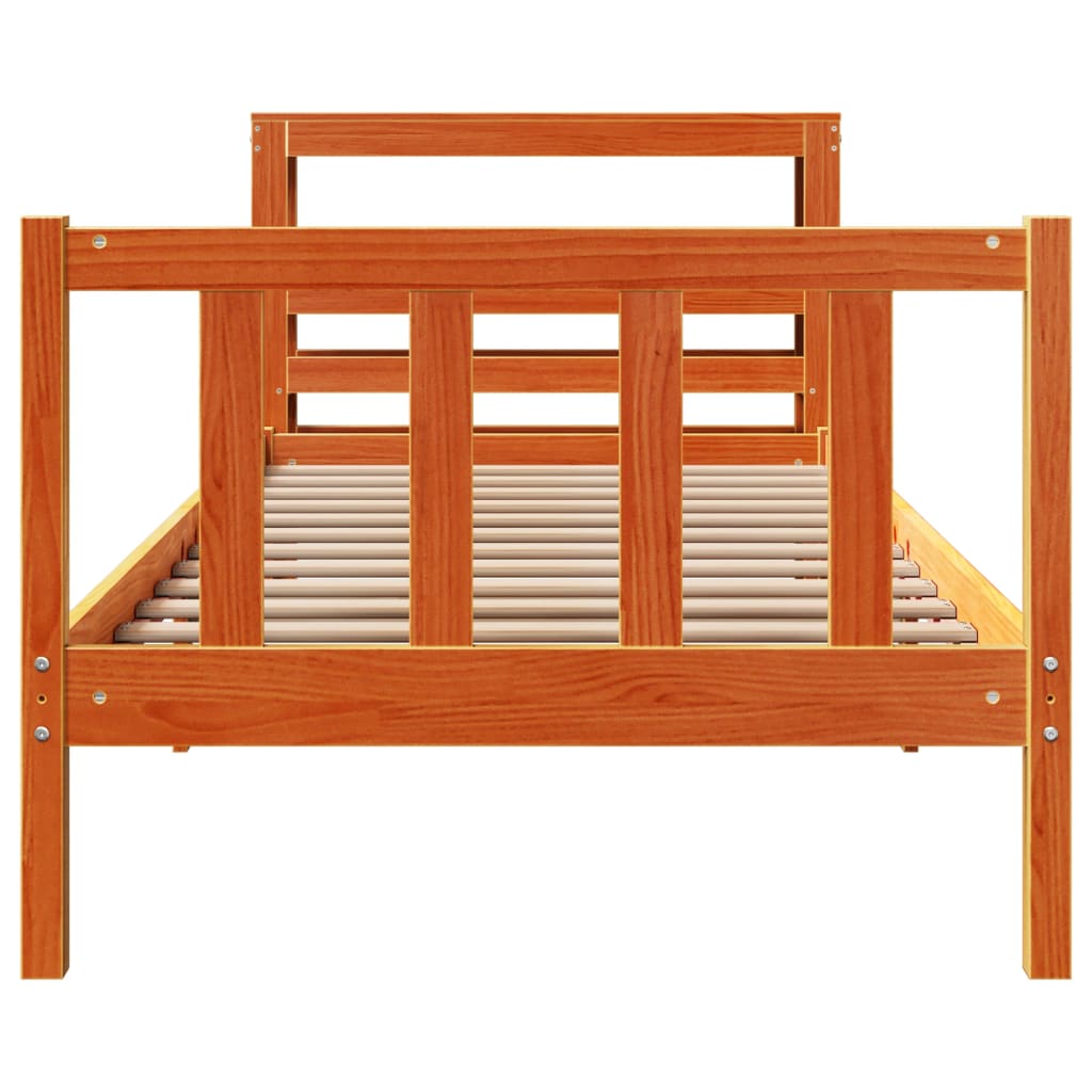 Bed Frame with Headboard without Mattress Wax Brown 90x200 cm