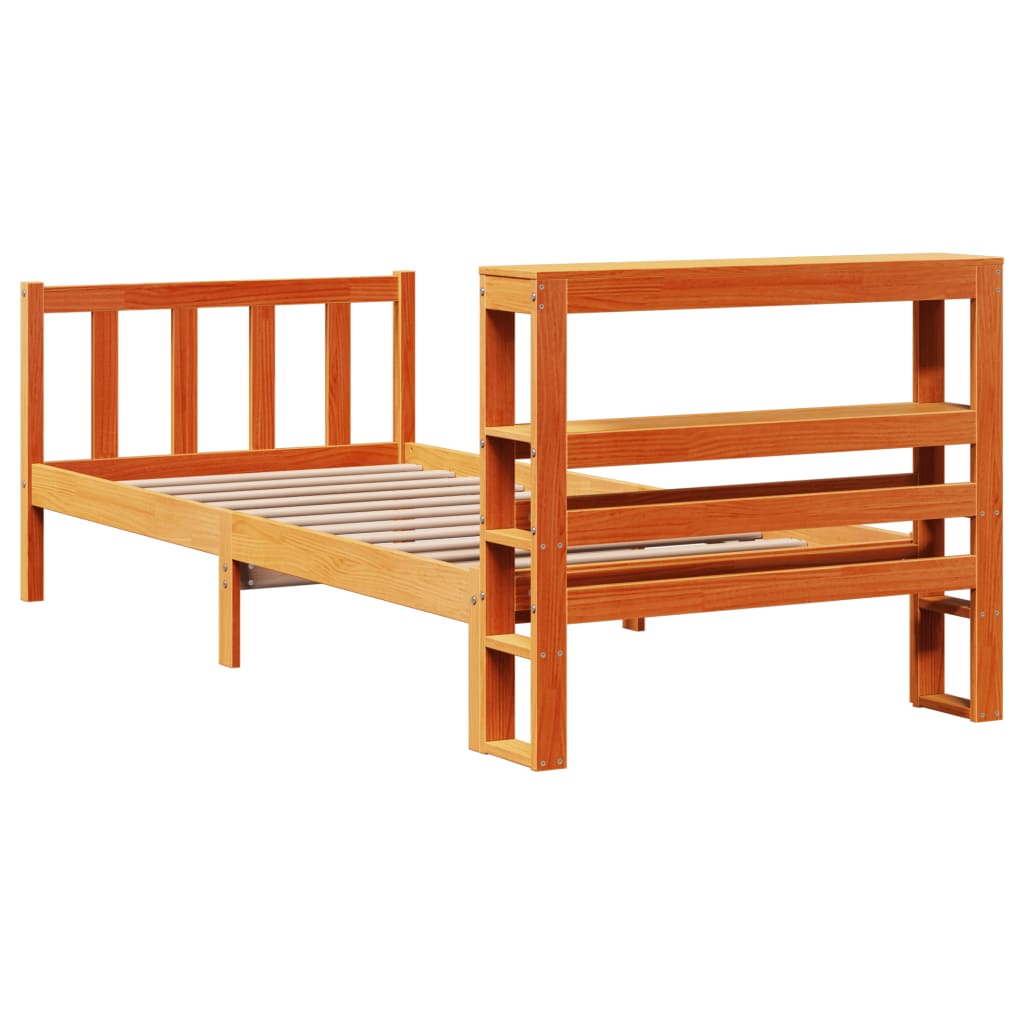Bed Frame with Headboard without Mattress Wax Brown 90x200 cm