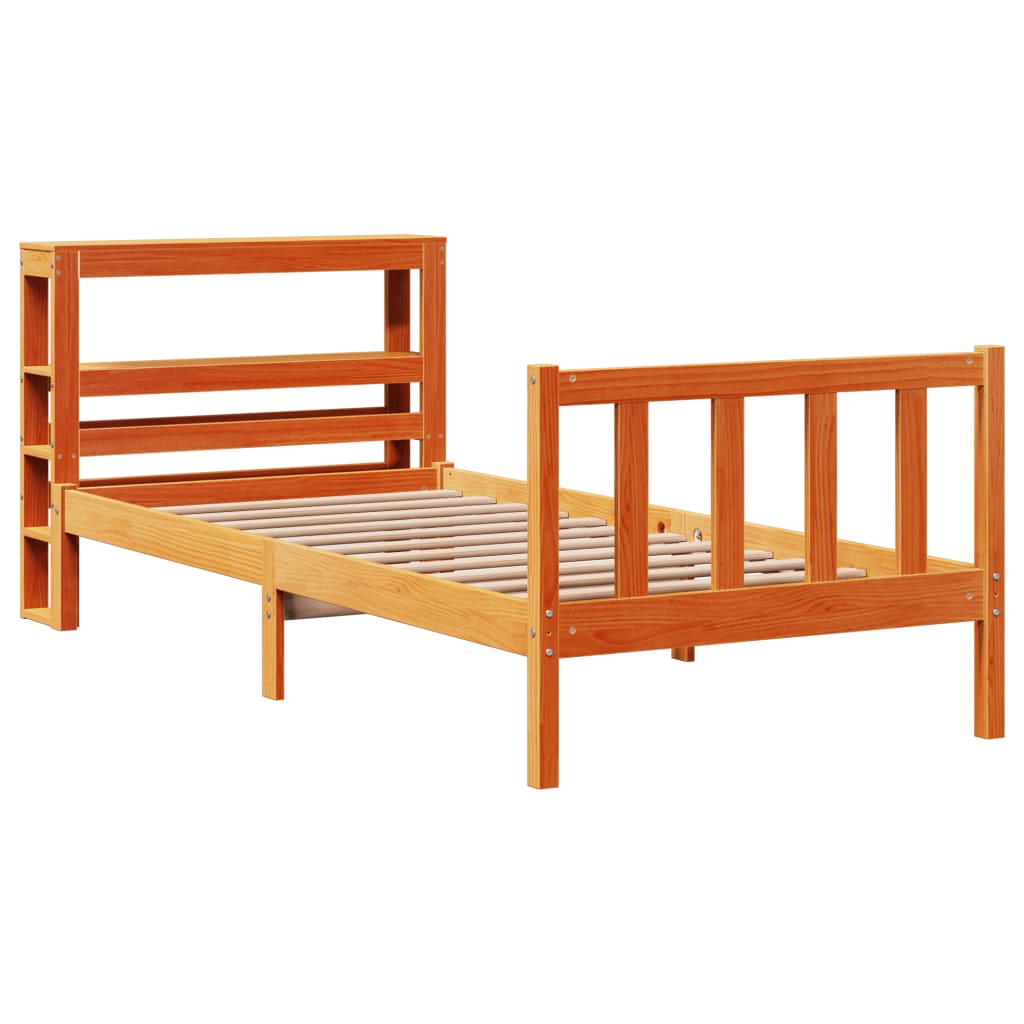 Bed Frame with Headboard without Mattress Wax Brown 100x200 cm