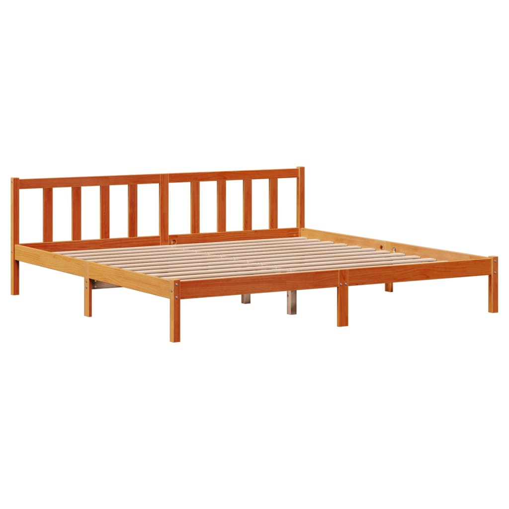 Bed Frame with Headboard without Mattress Wax Brown 180x200 cm Super King