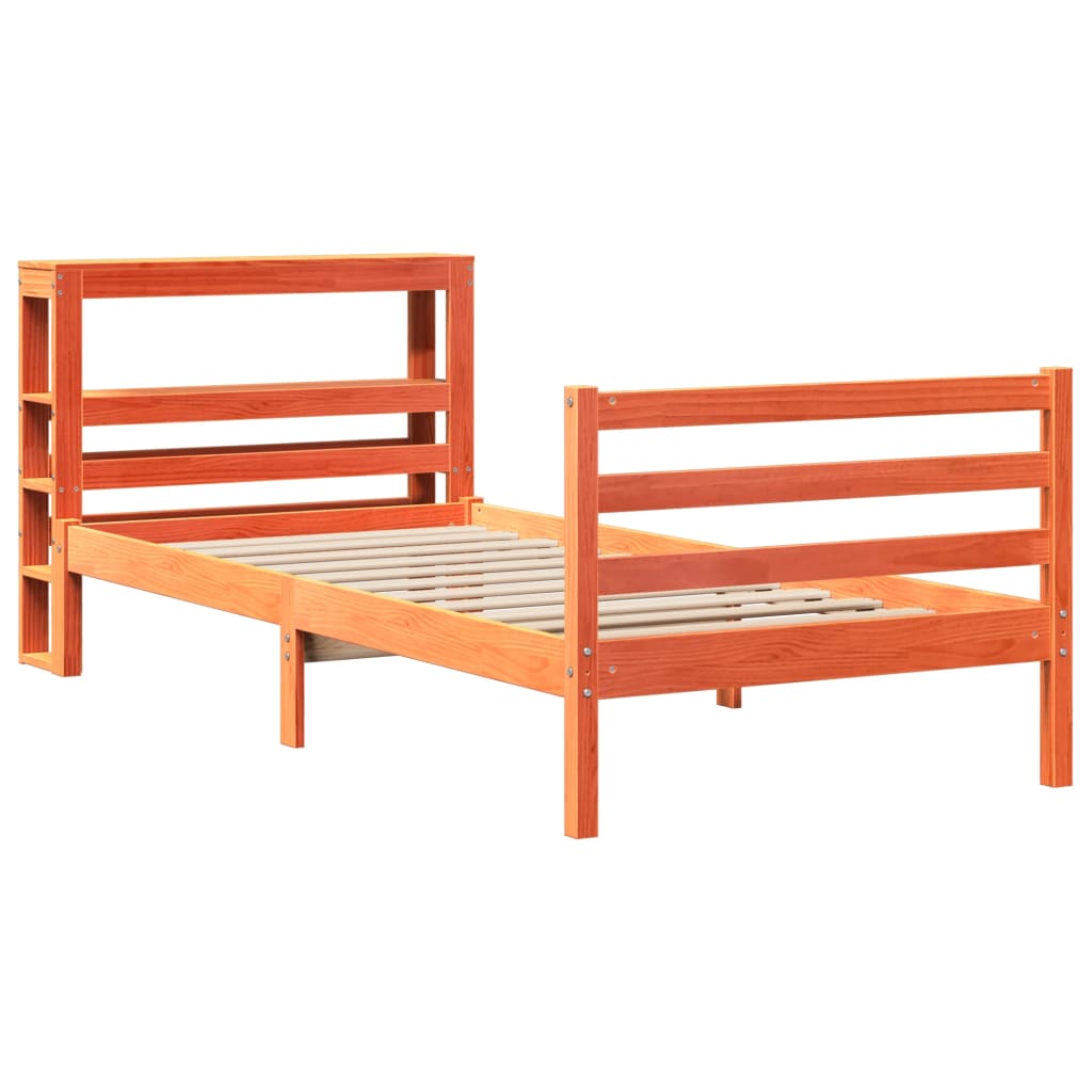 Bed Frame without Mattress Wax Brown 100x200 cm Solid Wood Pine