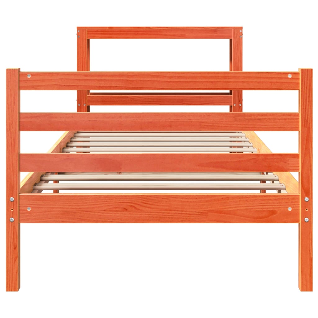 Bed Frame without Mattress Wax Brown 100x200 cm Solid Wood Pine