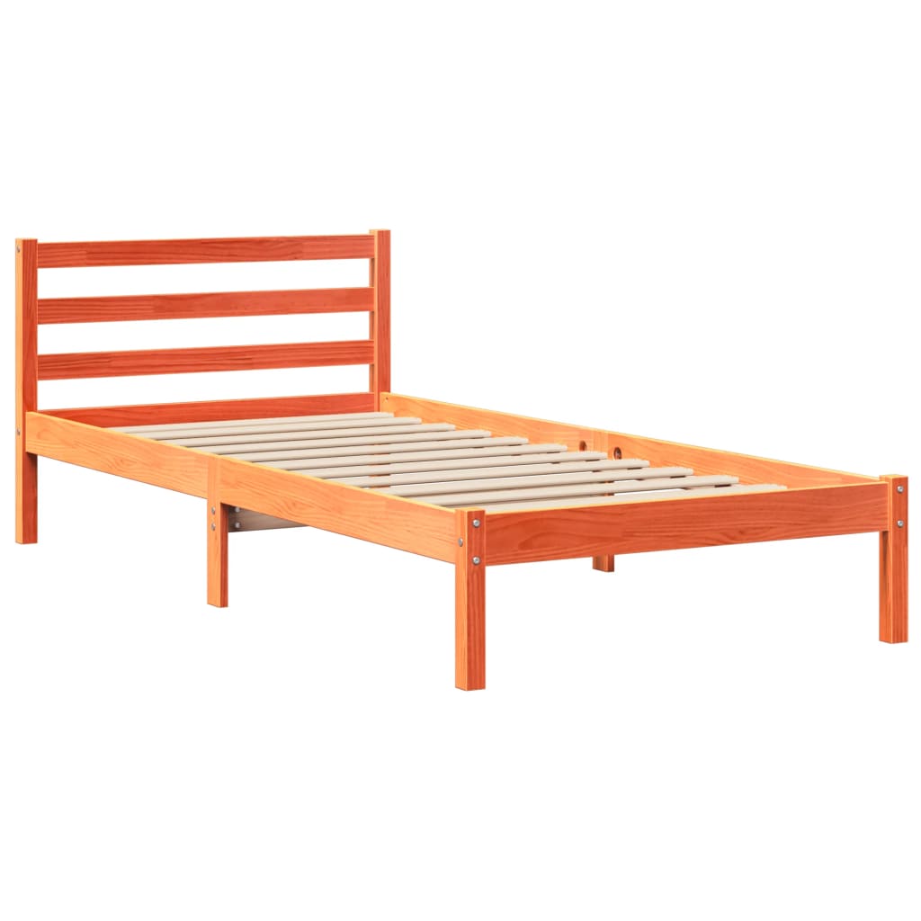 Bed Frame without Mattress Wax Brown 100x200 cm Solid Wood Pine