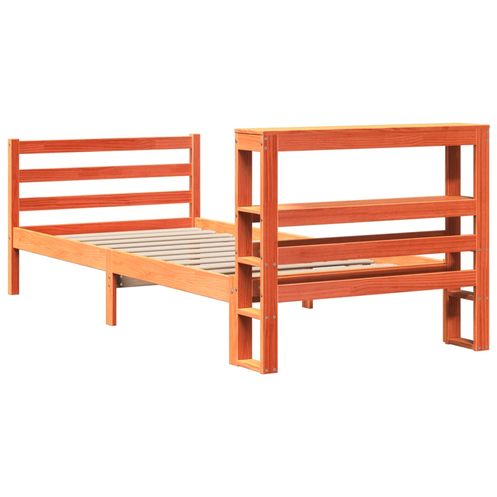 Bed Frame without Mattress Wax Brown 100x200 cm Solid Wood Pine