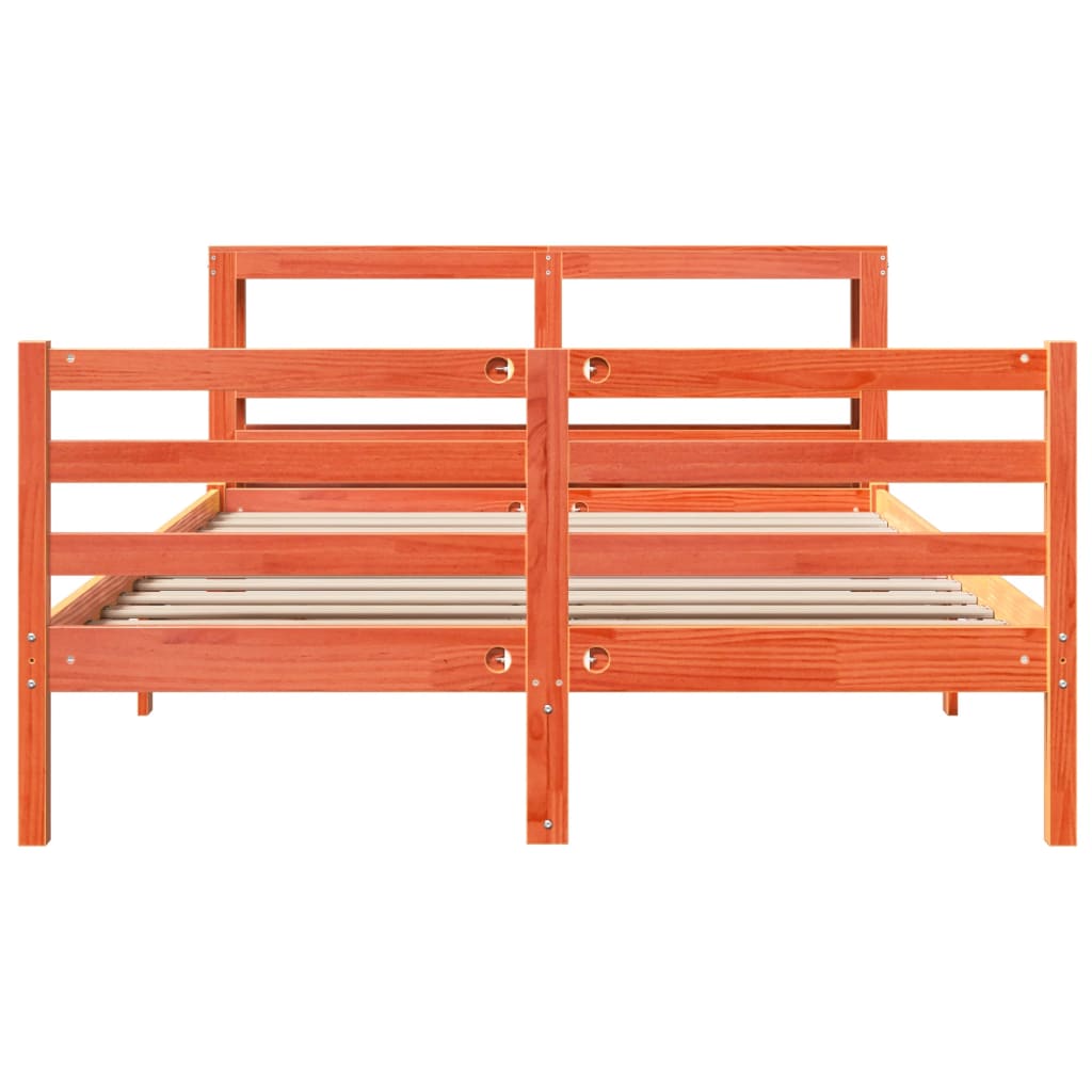 Bed Frame without Mattress Wax Brown 160x200 cm Solid Wood Pine