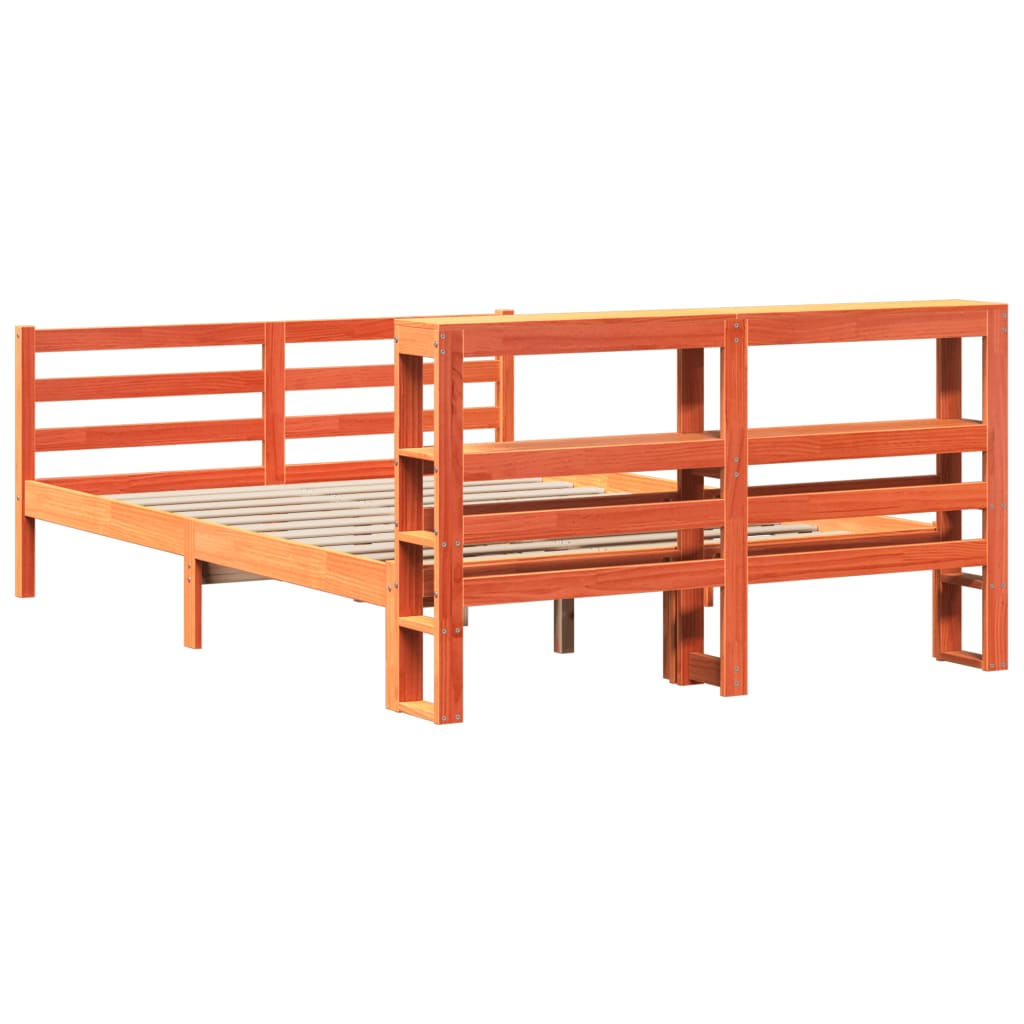 Bed Frame without Mattress Wax Brown 160x200 cm Solid Wood Pine
