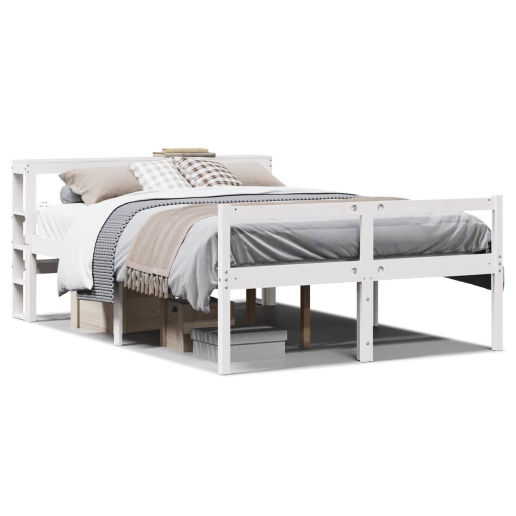 Senior Bed with Headboard without Mattress White 135x190 cm Double