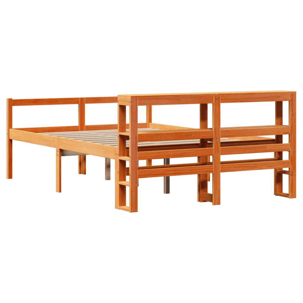 Bed Frame with Headboard without Mattress Wax Brown 150x200 cm King Size