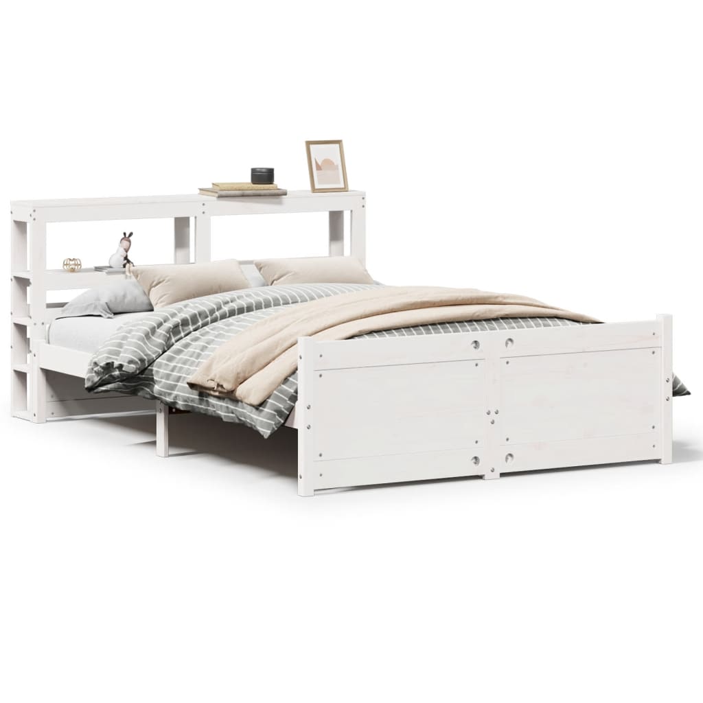 Bed Frame with Headboard without Mattress White 120x190 cm Small Double