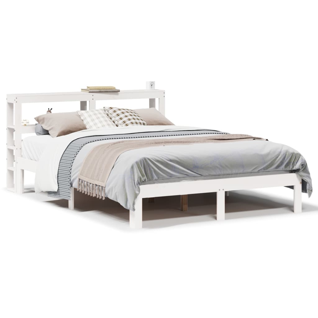 Bed Frame with Headboard without Mattress White 150x200 cm King Size