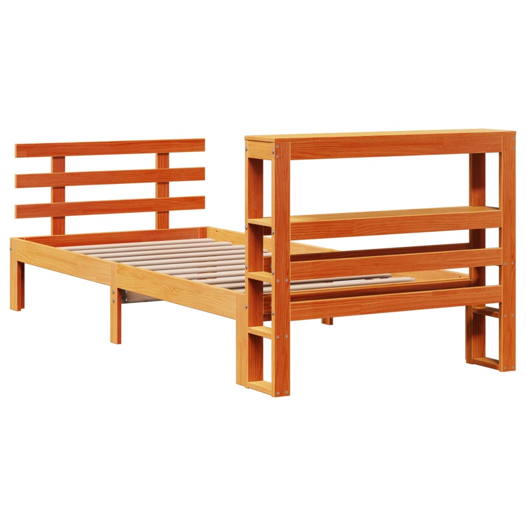 Bed Frame with Headboard without Mattress Wax Brown 90x190 cm Single