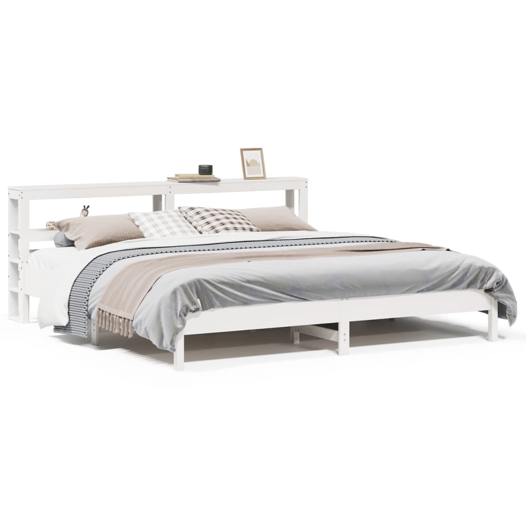 Bed Frame without Mattress White 200x200 cm Solid Wood Pine