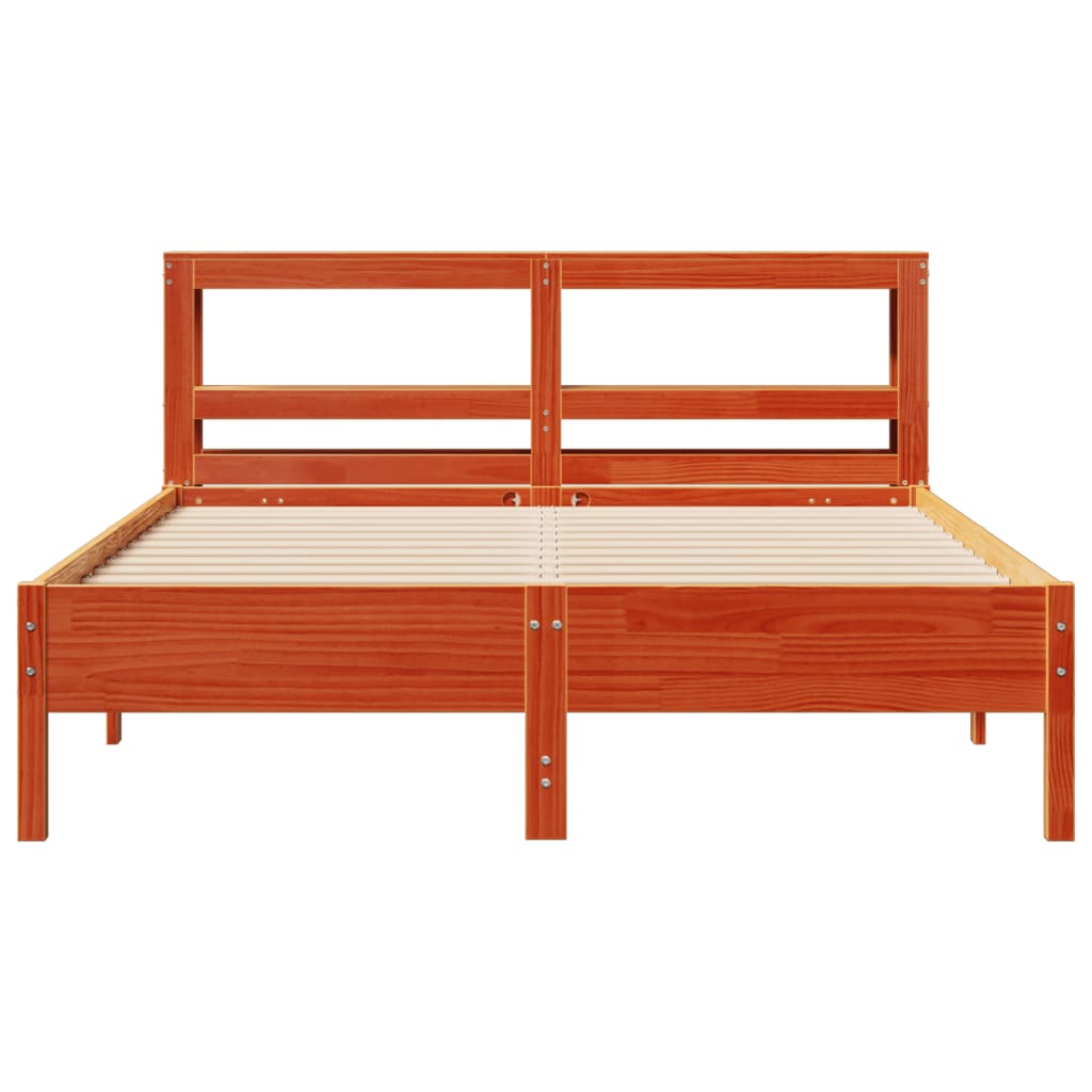 Bed Frame without Mattress Wax Brown 160x200 cm Solid Wood Pine
