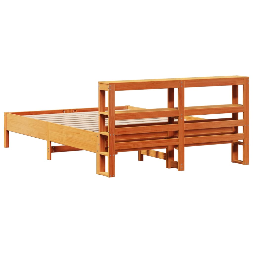 Bed Frame without Mattress Wax Brown 160x200 cm Solid Wood Pine