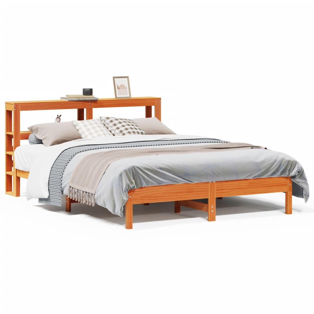 Bed Frame without Mattress Wax Brown 140x190 cm Solid Wood Pine