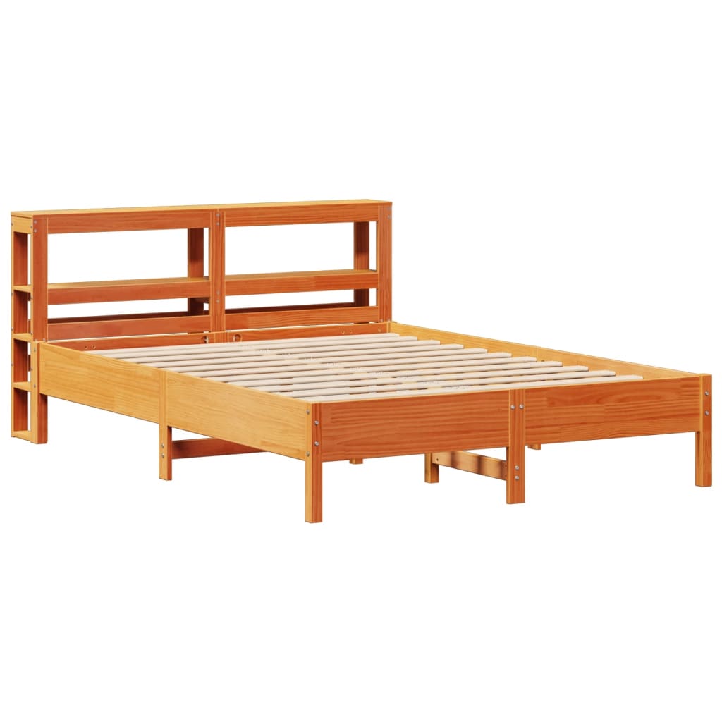 Bed Frame without Mattress Wax Brown 140x190 cm Solid Wood Pine