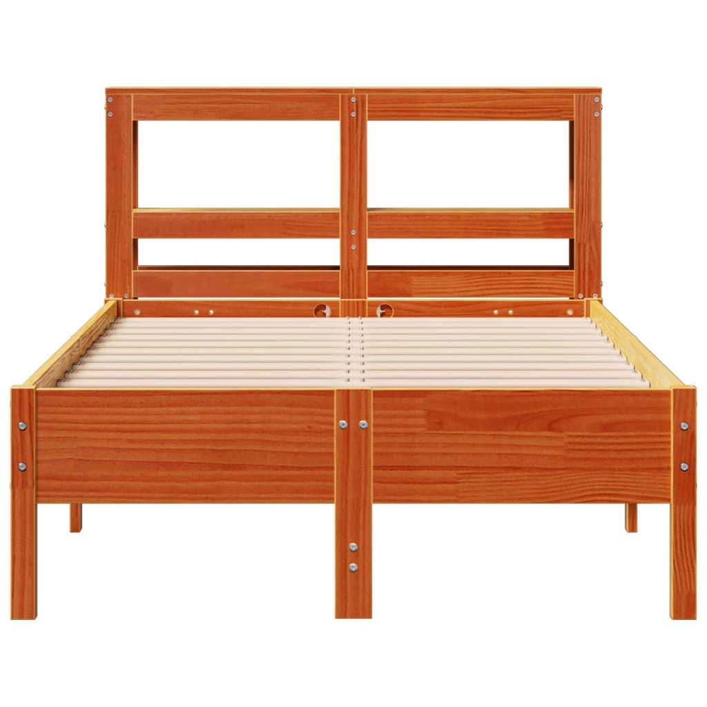 Bed Frame without Mattress Wax Brown 90x190 cm Single Solid Wood Pine