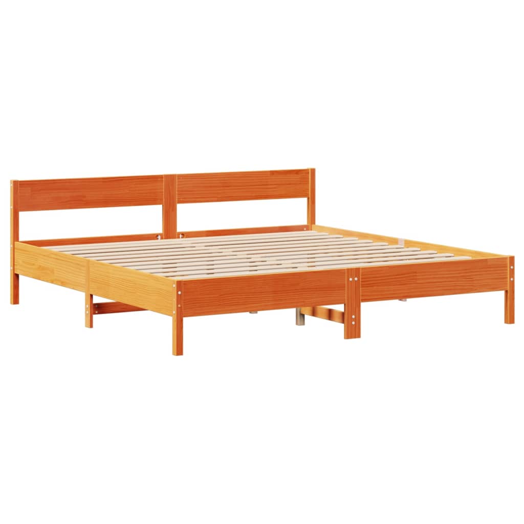 Bed Frame without Mattress Wax Brown 180x200 cm Super King Solid Wood Pine