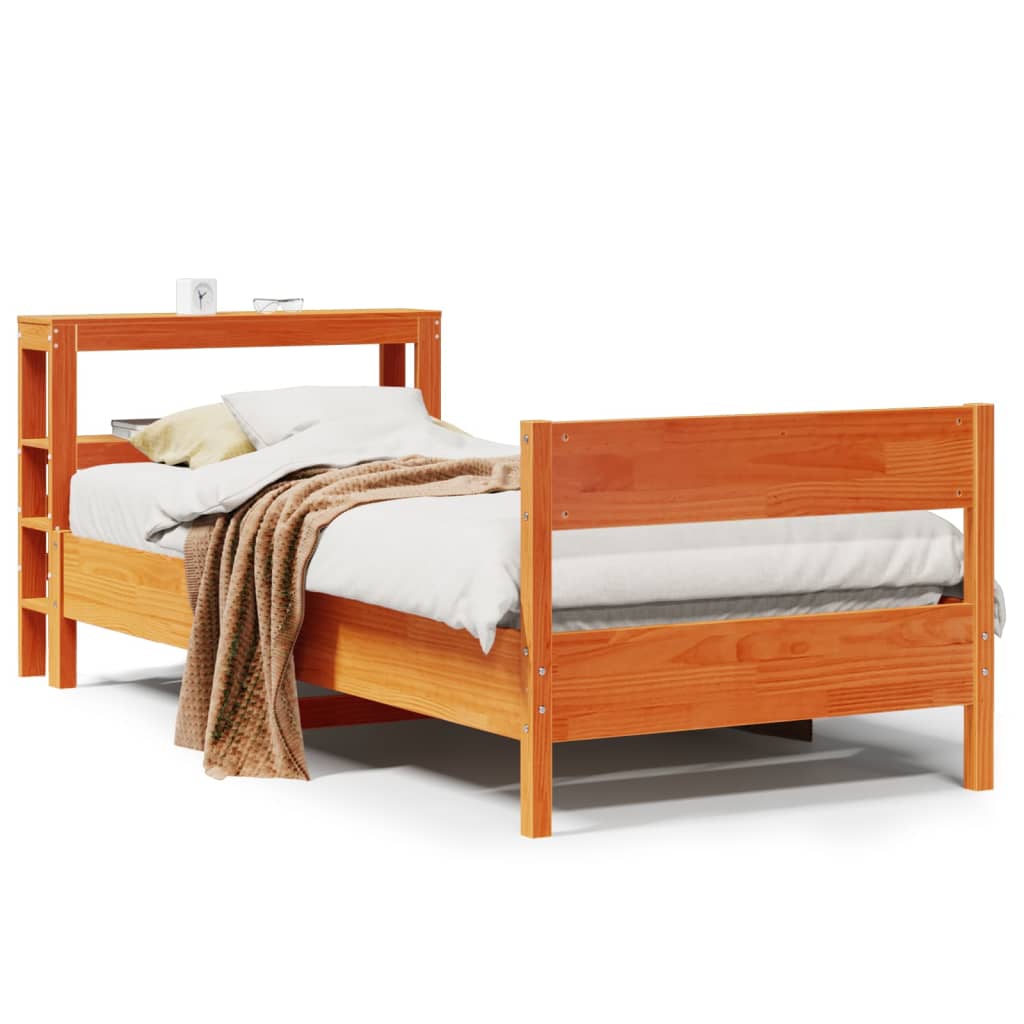 Bed Frame without Mattress Wax Brown 100x200 cm Solid Wood Pine