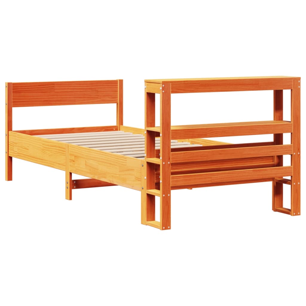 Bed Frame without Mattress Wax Brown 100x200 cm Solid Wood Pine