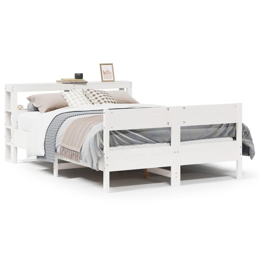 Bed Frame without Mattress White 140x190 cm Solid Wood Pine